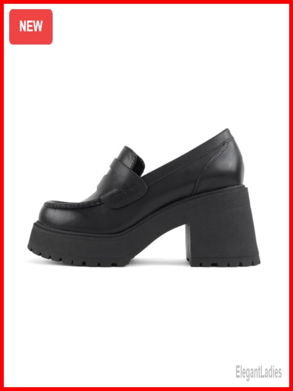 Soda Amp Women Round Toe Slip-On Lug Sole High Heel Penny Loafer